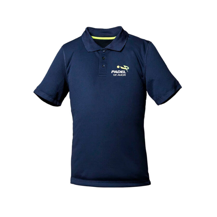 Polo padel uomo blu con colletto a costine