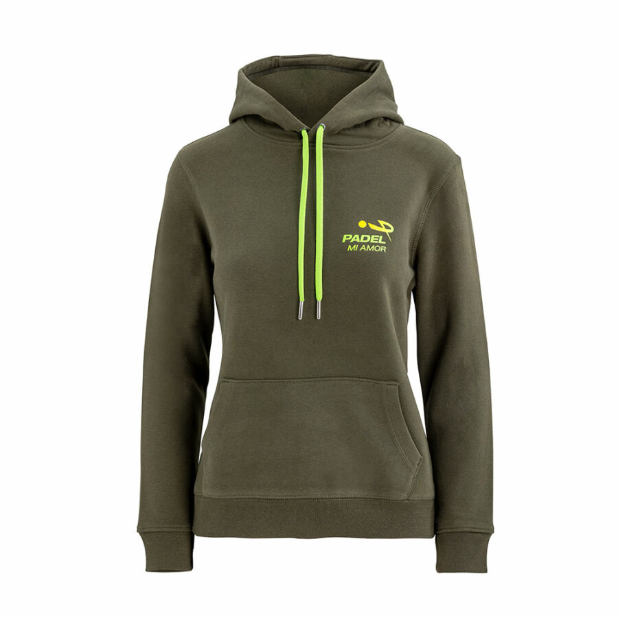 Felpa padel donna verde con logo verde acido