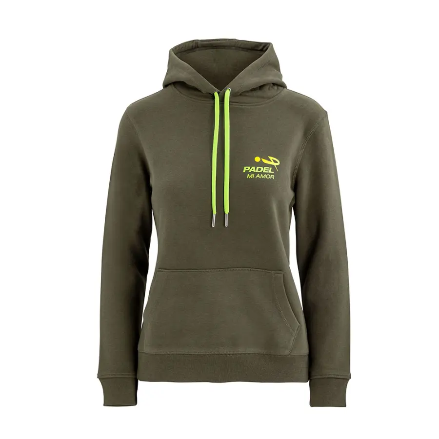 Felpa padel donna verde con logo verde acido