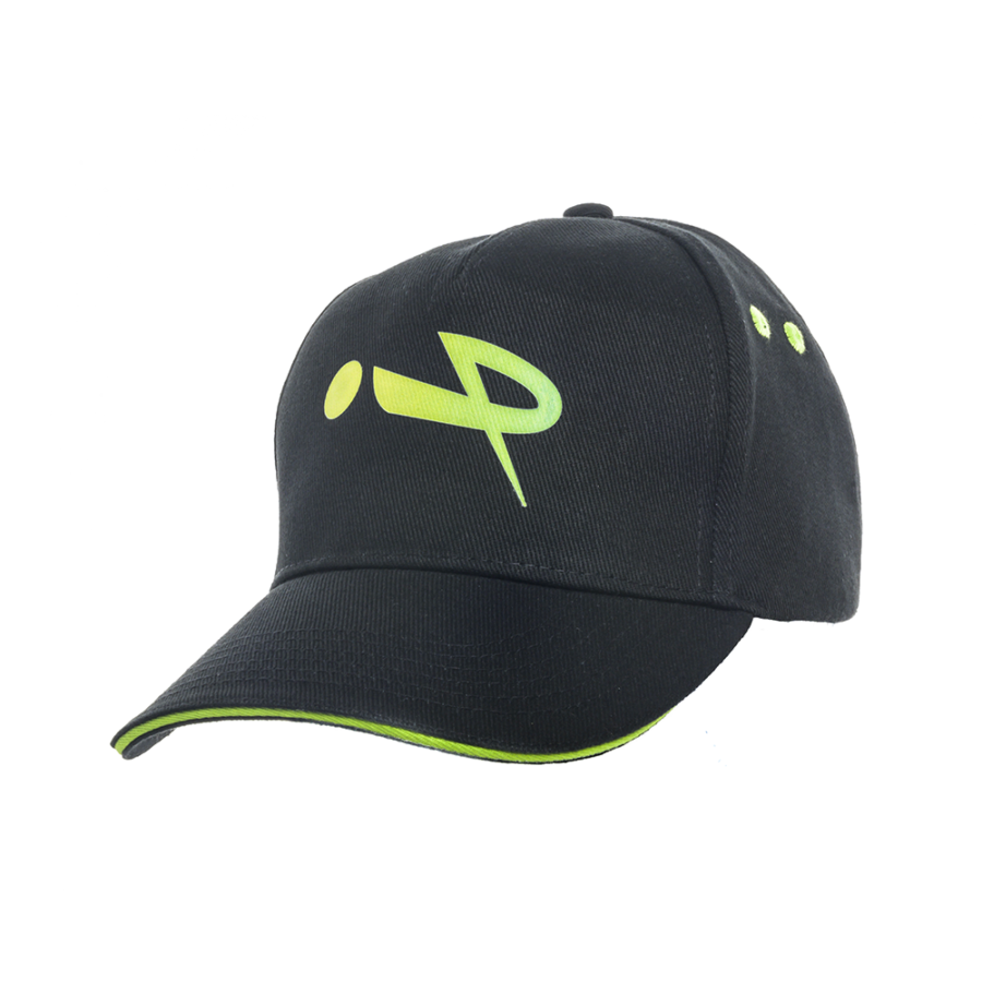 Cappello Padel Nero con logo verde fluo